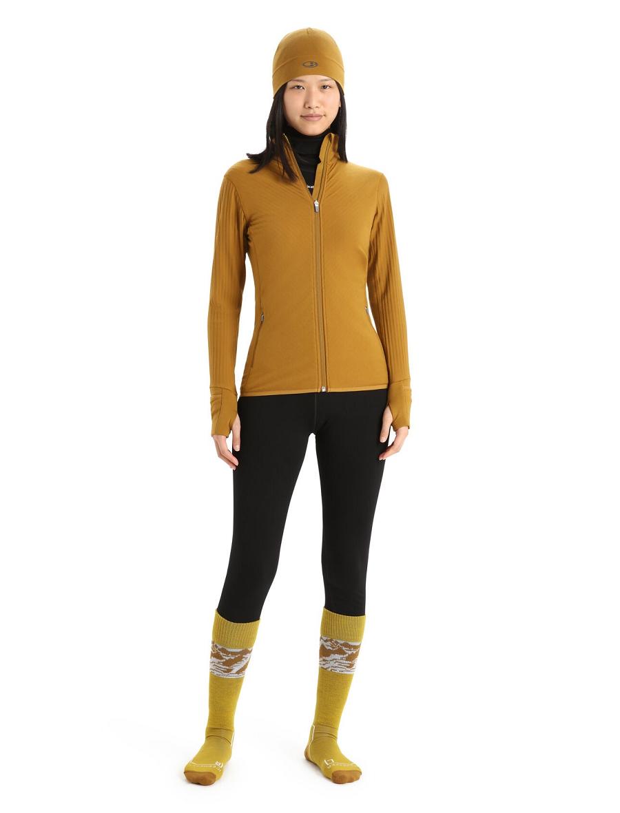 Clove Women's Icebreaker RealFleece™ Merino Descender Long Sleeve Zip Jackets | USA 1647UZGT